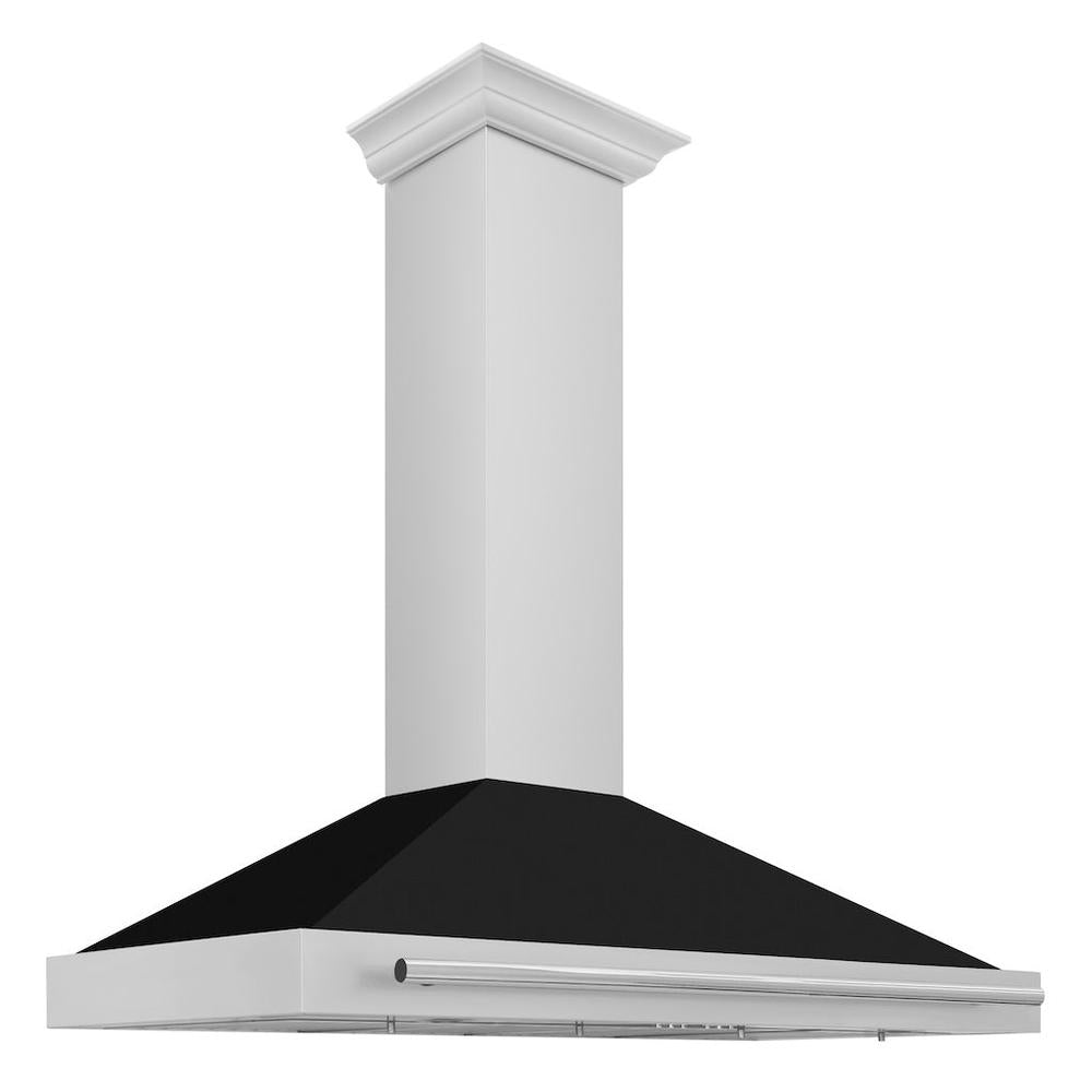 48in. Convertible Stainless Steel Range Hood with Black Matte Shell and Stainless Steel Handle KB4STXBLM48