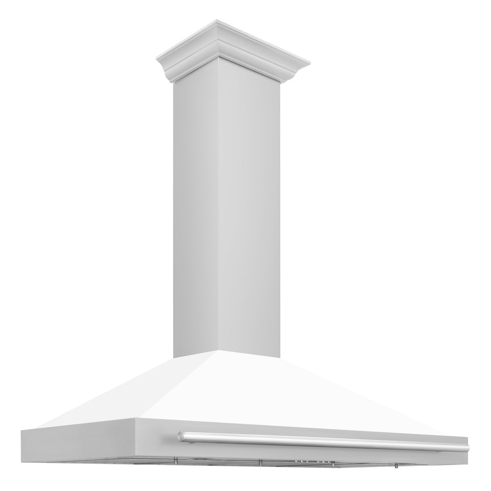 48in. Convertible Stainless Steel Range Hood with White Matte Shell and Stainless Steel Handle KB4STXWM48