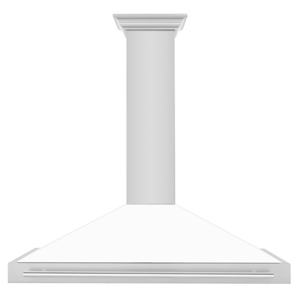 48in. Convertible Stainless Steel Range Hood with White Matte Shell and Stainless Steel Handle KB4STXWM48