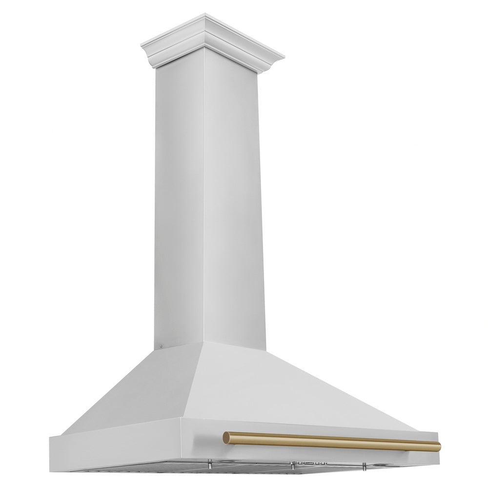 36in. Autograph Edition Convertible Stainless Steel Range Hood with Stainless Steel Shell and Champagne Bronze Accents KB4STZ36CB