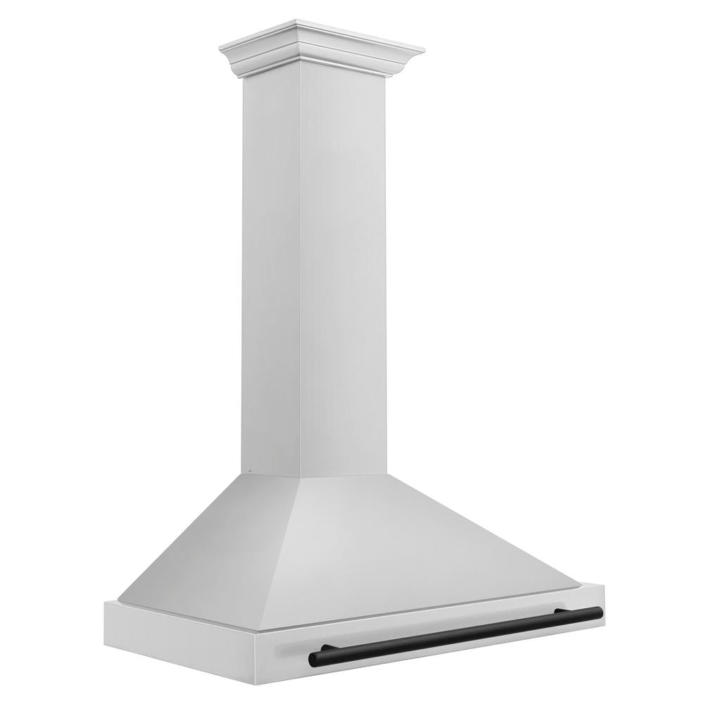 36in.Autograph Edition Convertible Stainless Steel Range Hood with Stainless Steel Shell and Matte Black Accents KB4STZ36MB