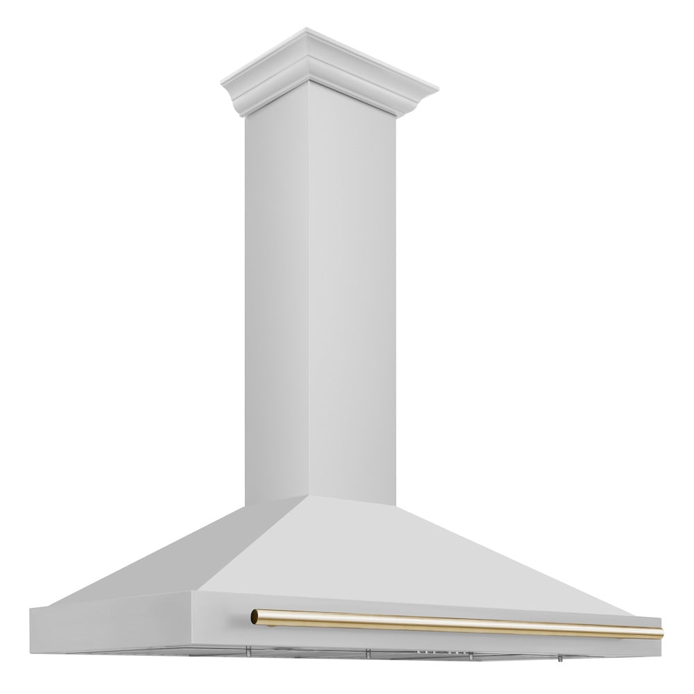 48in. Autograph Edition Convertible Stainless Steel Range Hood with Stainless Steel Shell and Polished Polished Gold Accents KB4STZ48G