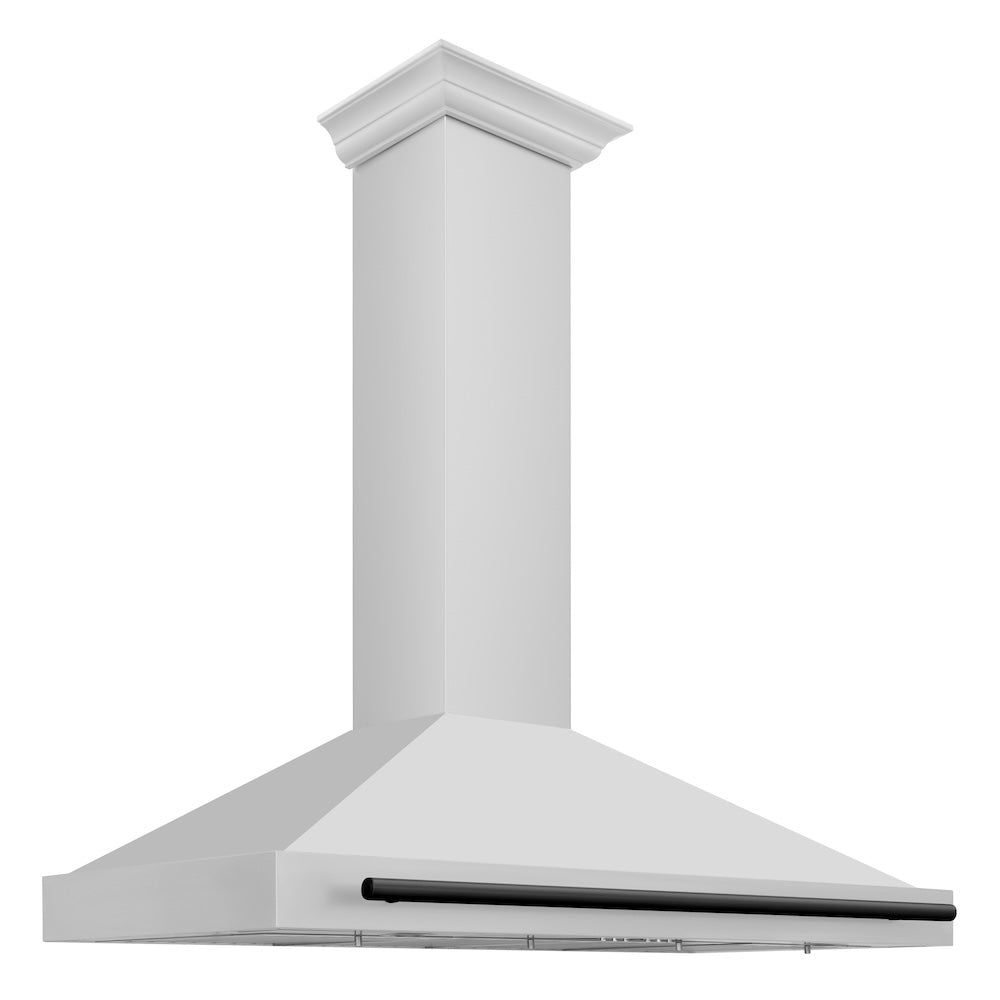 48in. Autograph Edition Convertible Stainless Steel Range Hood with Stainless Steel Shell and Matte Black Accents KB4STZ48MB