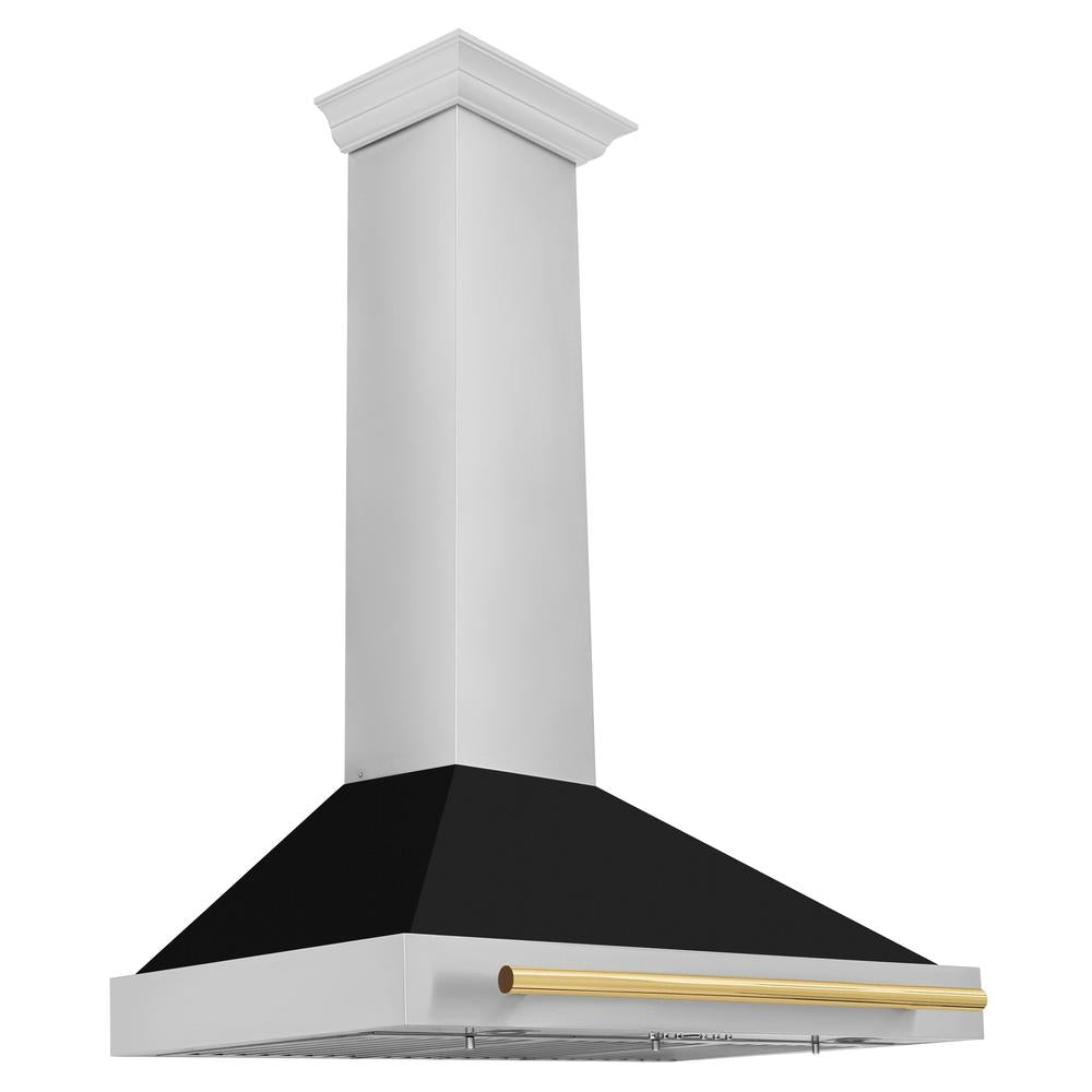 Autograph Edition 36 in. Convertible Stainless Steel Range Hood with Black Matte Shell and Accent Handle KB4STZBLM36G