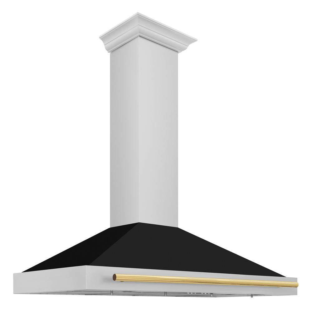 Autograph Edition 48 in. Convertible Stainless Steel Range Hood with Black Matte Shell and Accent Handle KB4STZBLM48G