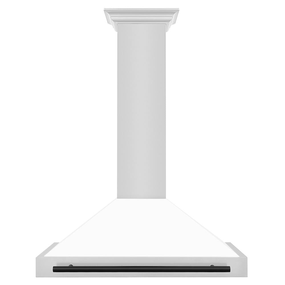 36in.Autograph Edition Convertible Stainless Steel Range Hood with White Matte Shell and Matte Black Accents KB4STZWM36MB