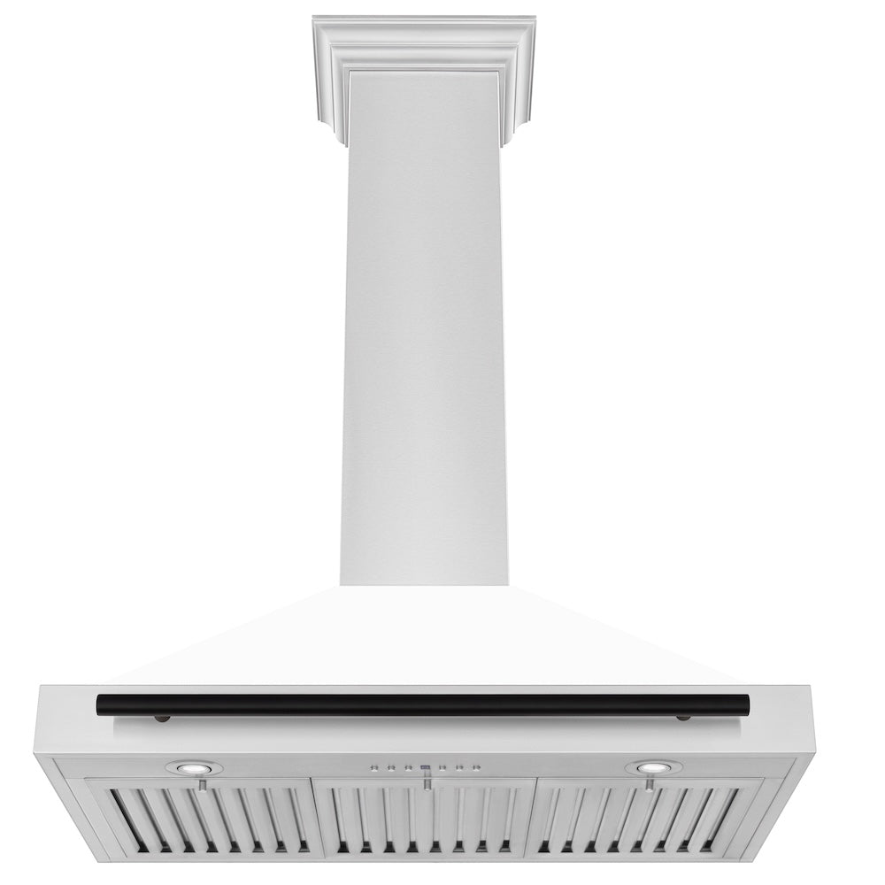36in.Autograph Edition Convertible Stainless Steel Range Hood with White Matte Shell and Matte Black Accents KB4STZWM36MB