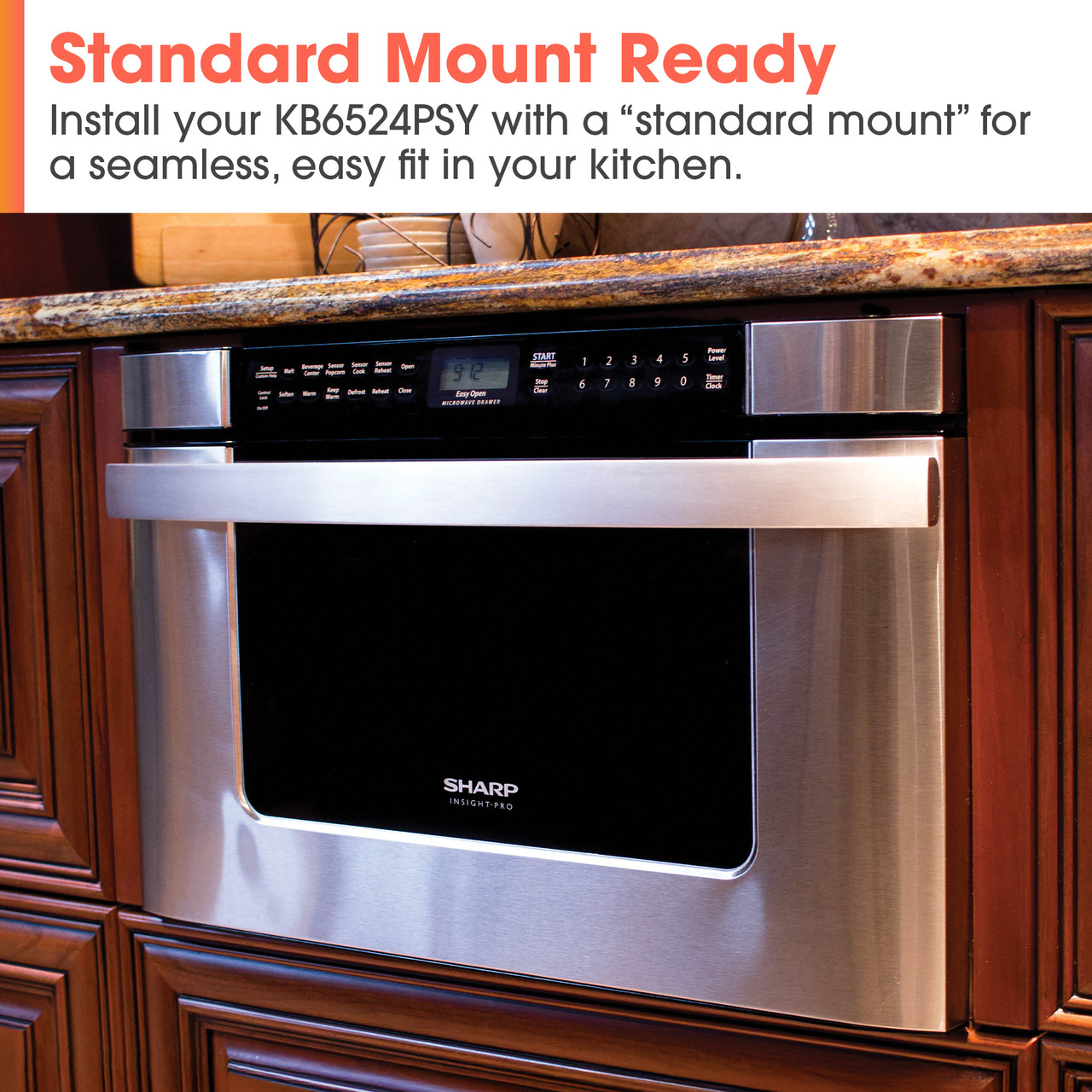 24 In. 1.2 Cu. Ft. 950w Easy Open Stainless Steel Microwave Drawer KB6524PSY