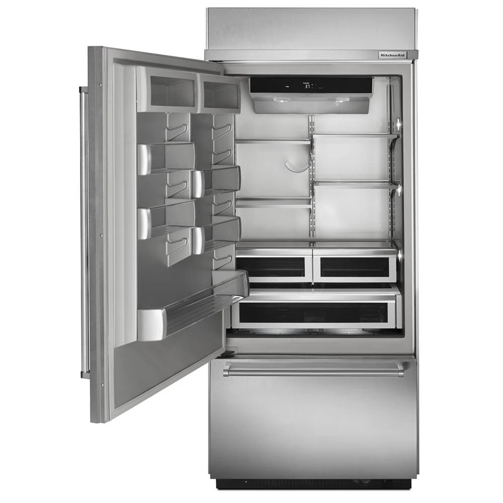 20.9 Cu. Ft. 36" Width Built-In Stainless Bottom Mount Refrigerator with Platinum Interior Design KBBL306ESS