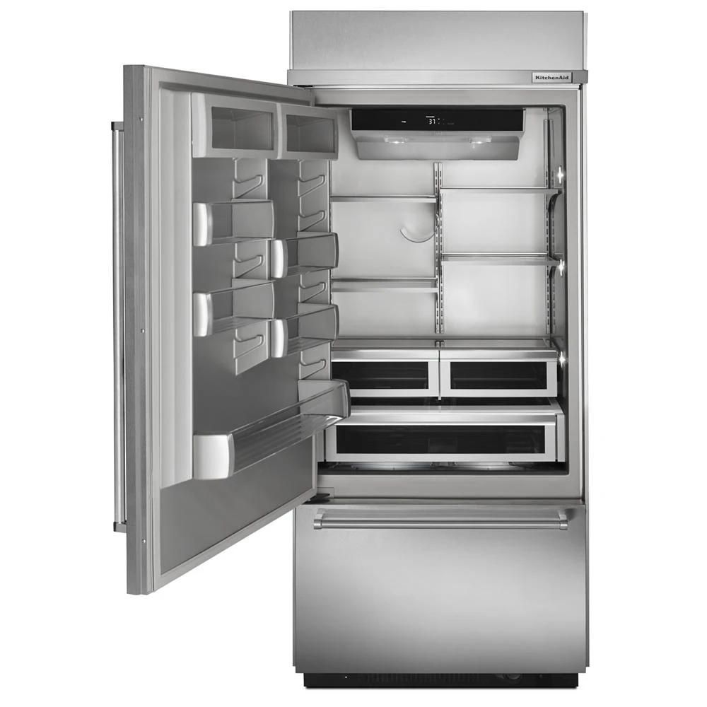 20.9 Cu. Ft. 36" Width Built-In Stainless Bottom Mount Refrigerator with Platinum Interior Design KBBL306ESS