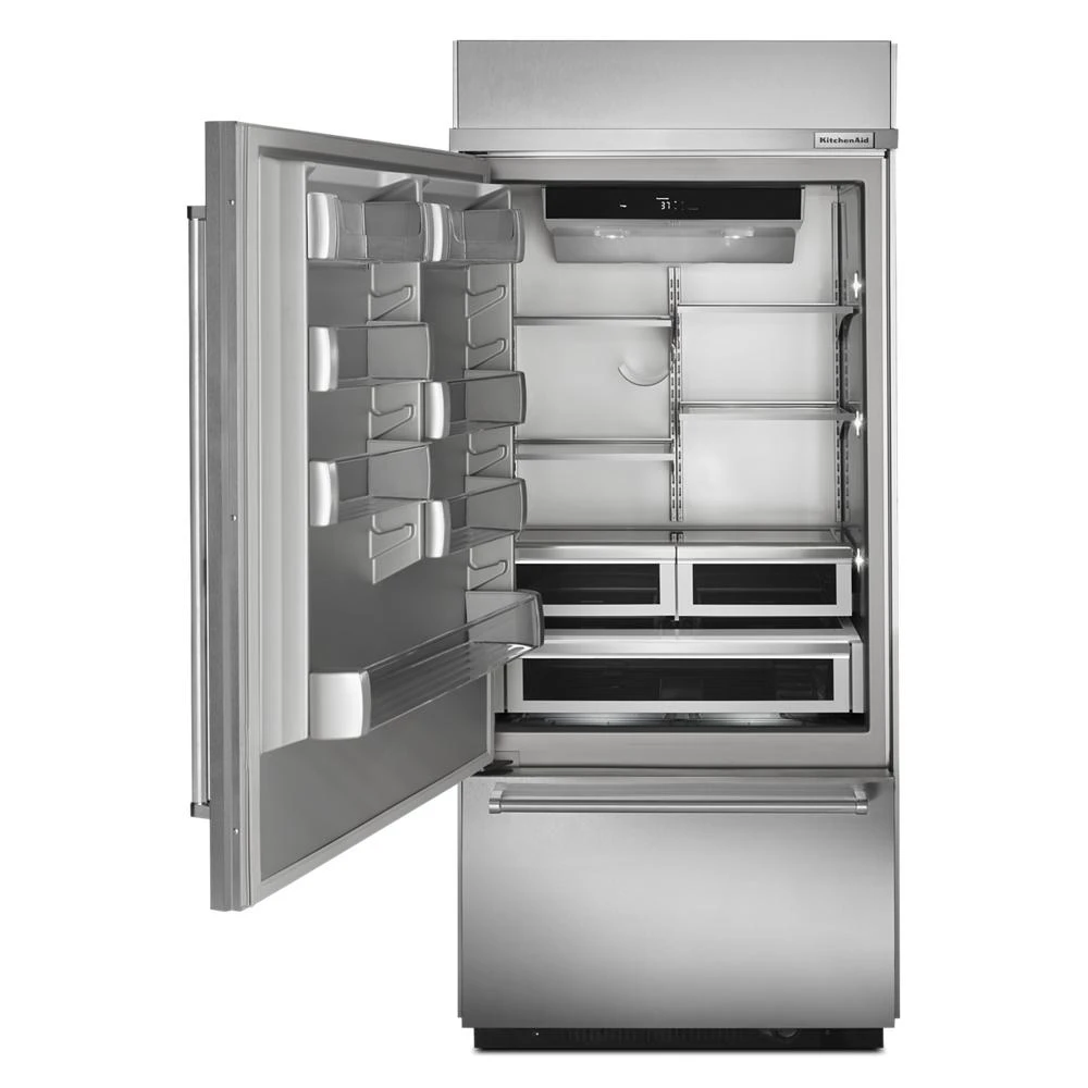 20.9 Cu. Ft. 36" Width Built-In Stainless Bottom Mount Refrigerator with Platinum Interior Design KBBL306ESS