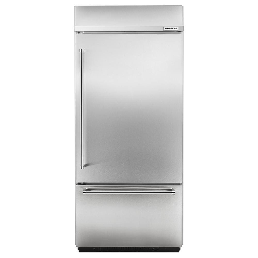 KitchenAid 20.9 Cu. Ft. 36" Width Built-In Stainless Bottom Mount Refrigerator with Platinum Interior Design Stainless Steel KBBR306ESS Picture 1