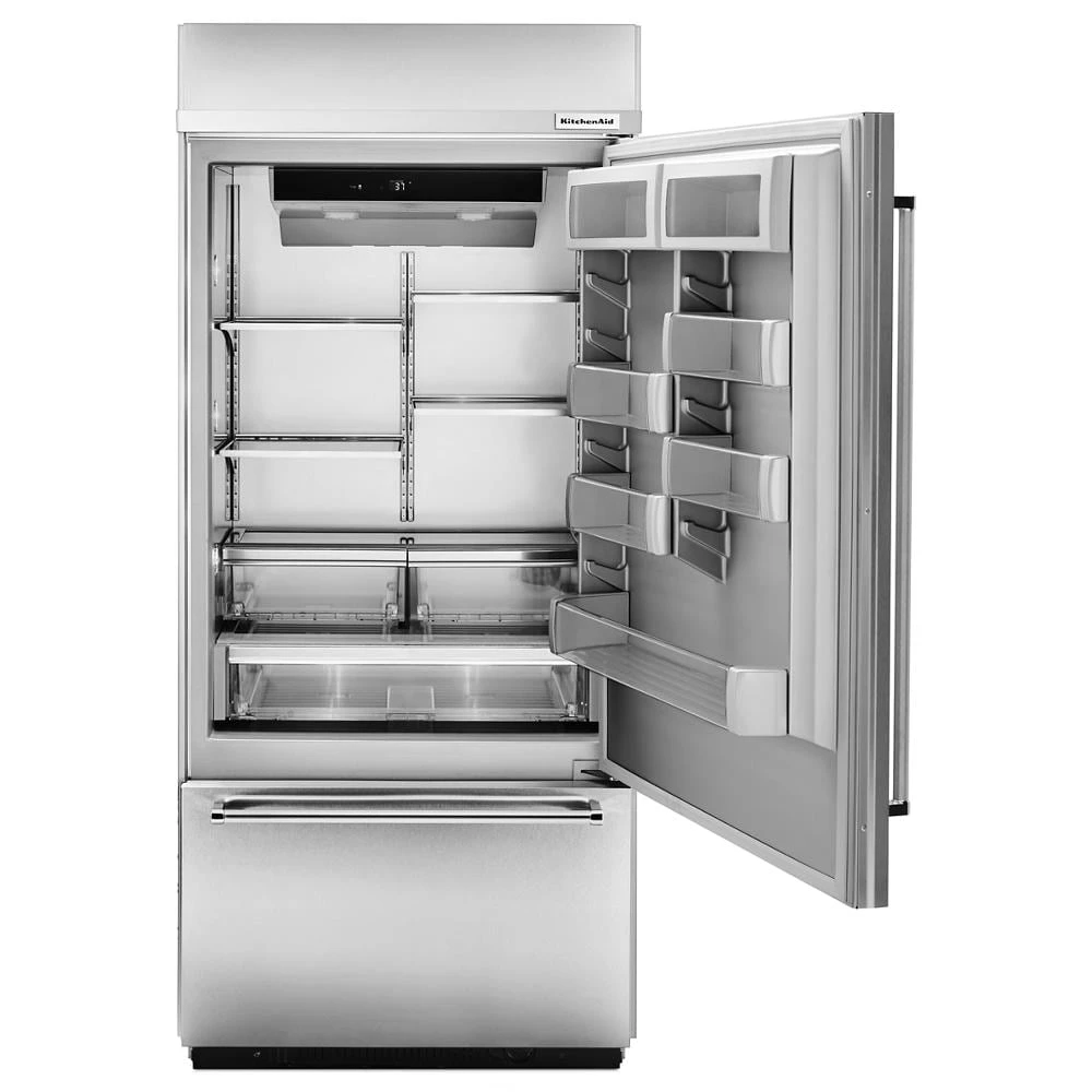 20.9 Cu. Ft. 36" Width Built-In Stainless Bottom Mount Refrigerator with Platinum Interior Design KBBR306ESS