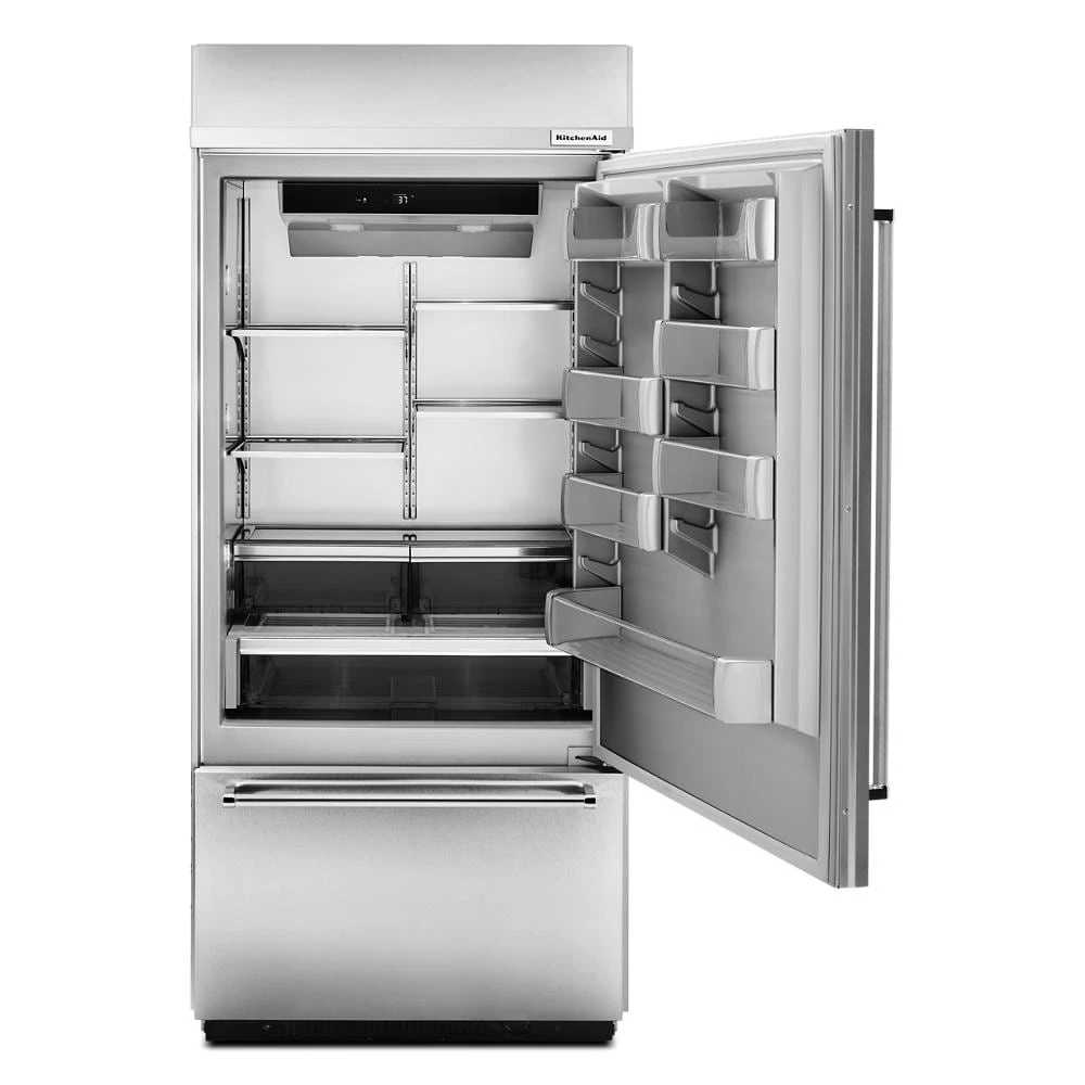 20.9 Cu. Ft. 36" Width Built-In Stainless Bottom Mount Refrigerator with Platinum Interior Design KBBR306ESS