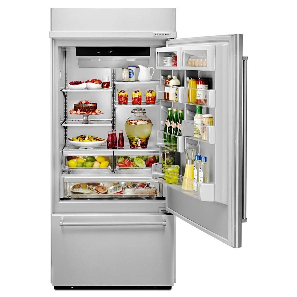 20.9 Cu. Ft. 36" Width Built-In Stainless Bottom Mount Refrigerator with Platinum Interior Design KBBR306ESS