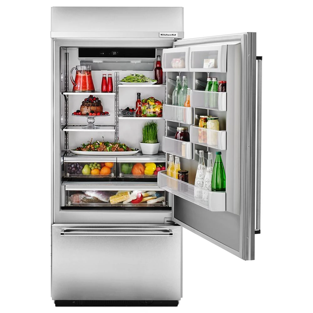 20.9 Cu. Ft. 36" Width Built-In Stainless Bottom Mount Refrigerator with Platinum Interior Design KBBR306ESS