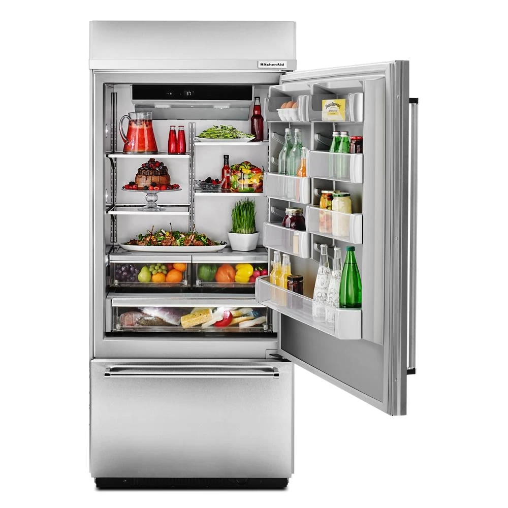 20.9 Cu. Ft. 36" Width Built-In Stainless Bottom Mount Refrigerator with Platinum Interior Design KBBR306ESS