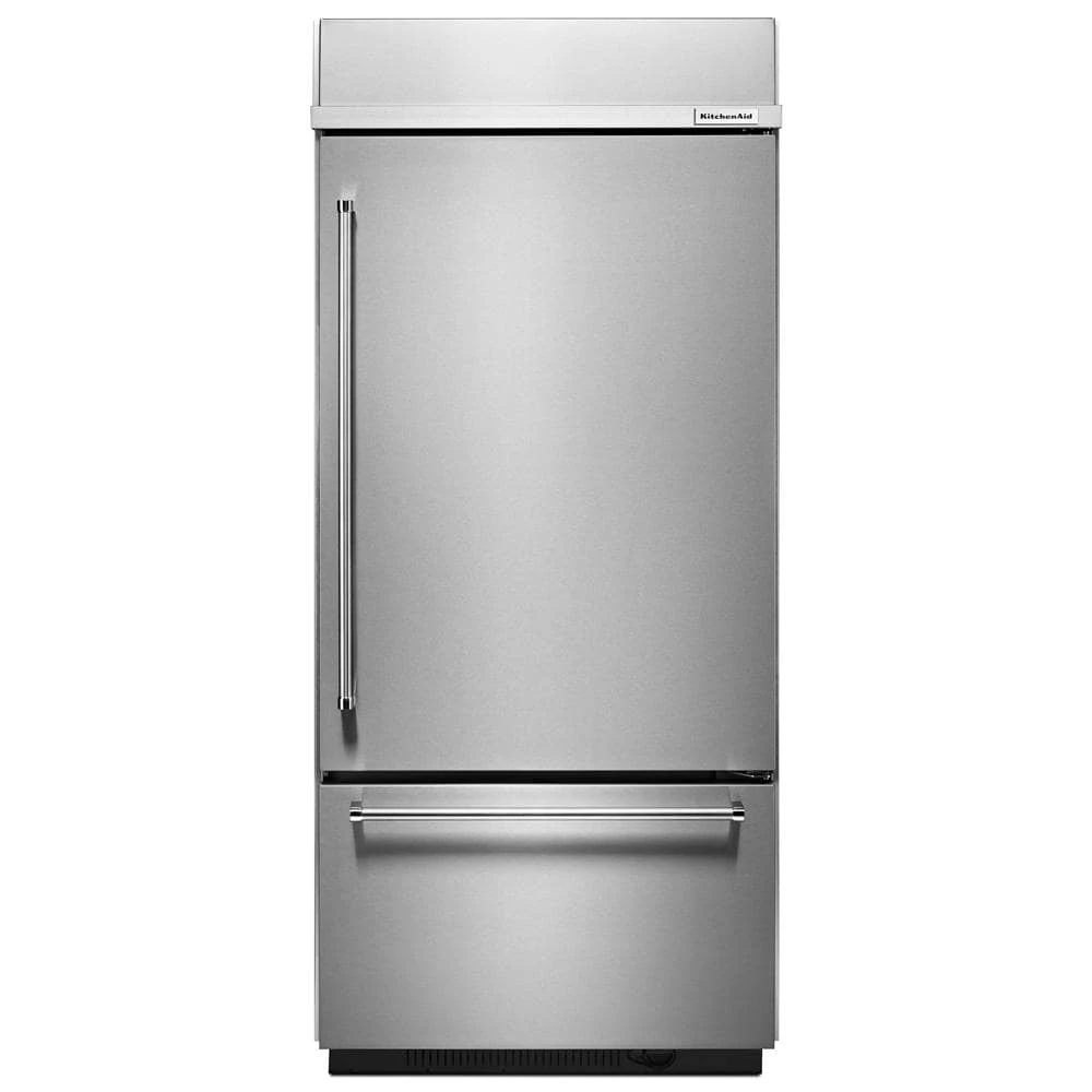 20.9 Cu. Ft. 36" Width Built-In Stainless Bottom Mount Refrigerator with Platinum Interior Design KBBR306ESS