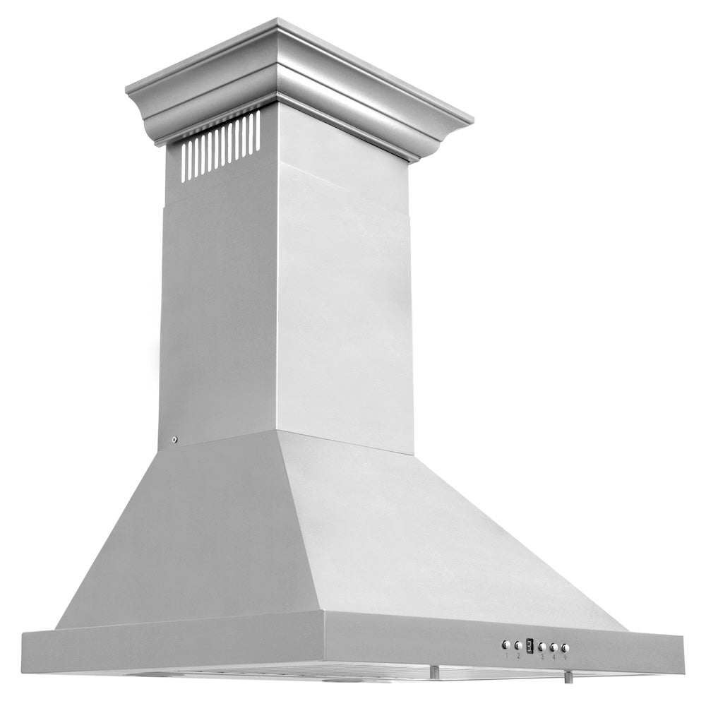 24" Convertible Vent Wall Mount Range Hood with Crown Molding KBCRN24