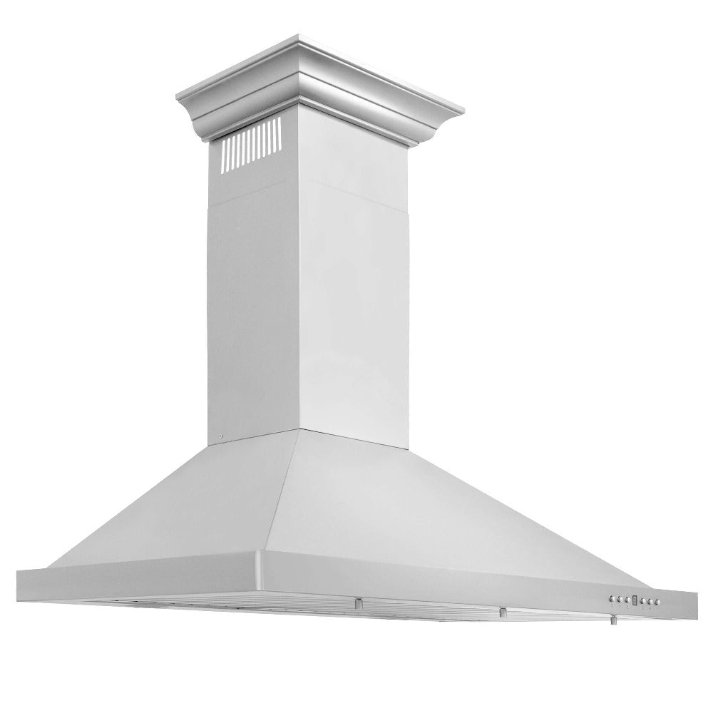 48" Convertible Vent Wall Mount Range Hood with Crown Molding - 48 Inch KBCRN48