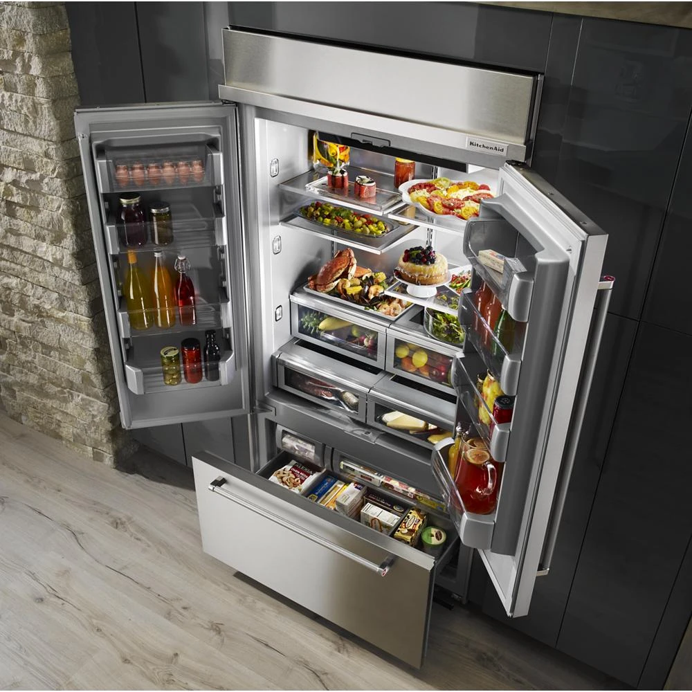 24.2 Cu. Ft. 42" Width Built-In Panel Ready French Door Refrigerator with Platinum Interior Design KBFN502EPA