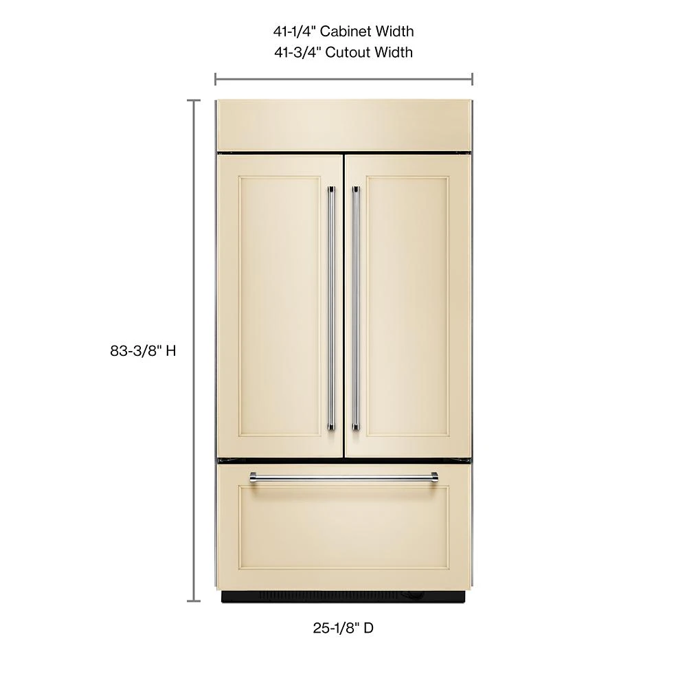 24.2 Cu. Ft. 42" Width Built-In Panel Ready French Door Refrigerator with Platinum Interior Design KBFN502EPA