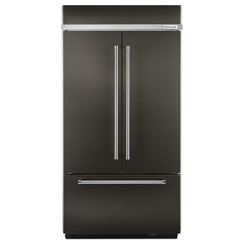KitchenAid 20.8 Cu. Ft. 36" Width Built In Stainless Steel French Door Refrigerator with Platinum Interior Design Black Stainless KBFN506EBS Picture 1