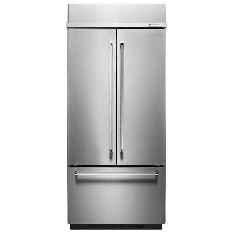 KitchenAid 20.8 Cu. Ft. 36" Width Built In Stainless Steel French Door Refrigerator with Platinum Interior Design Stainless Steel KBFN506ESS Picture 1