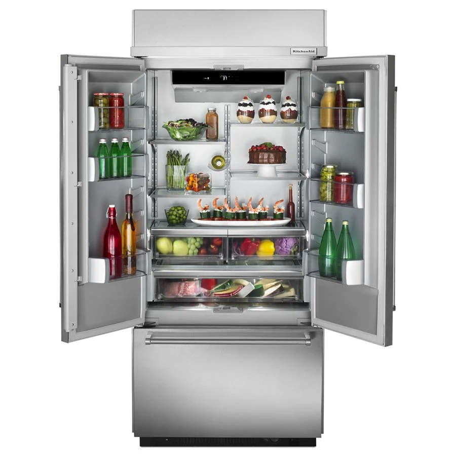 20.8 Cu. Ft. 36" Width Built In Stainless Steel French Door Refrigerator with Platinum Interior Design KBFN506ESS