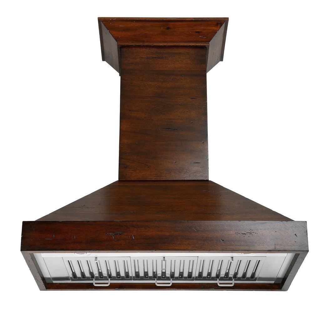 48 In. Convertible Vent Wooden Wall Mount Range Hood In Walnut KBRR48