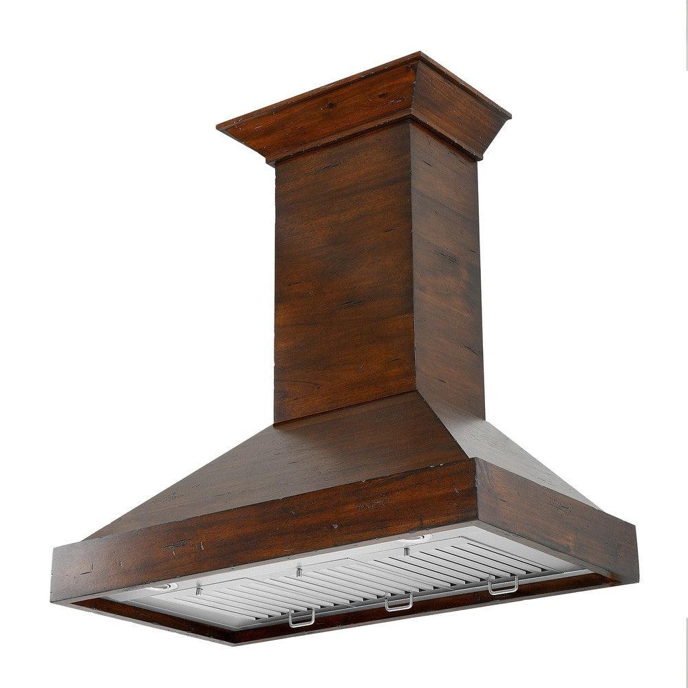 48 In. Convertible Vent Wooden Wall Mount Range Hood In Walnut KBRR48
