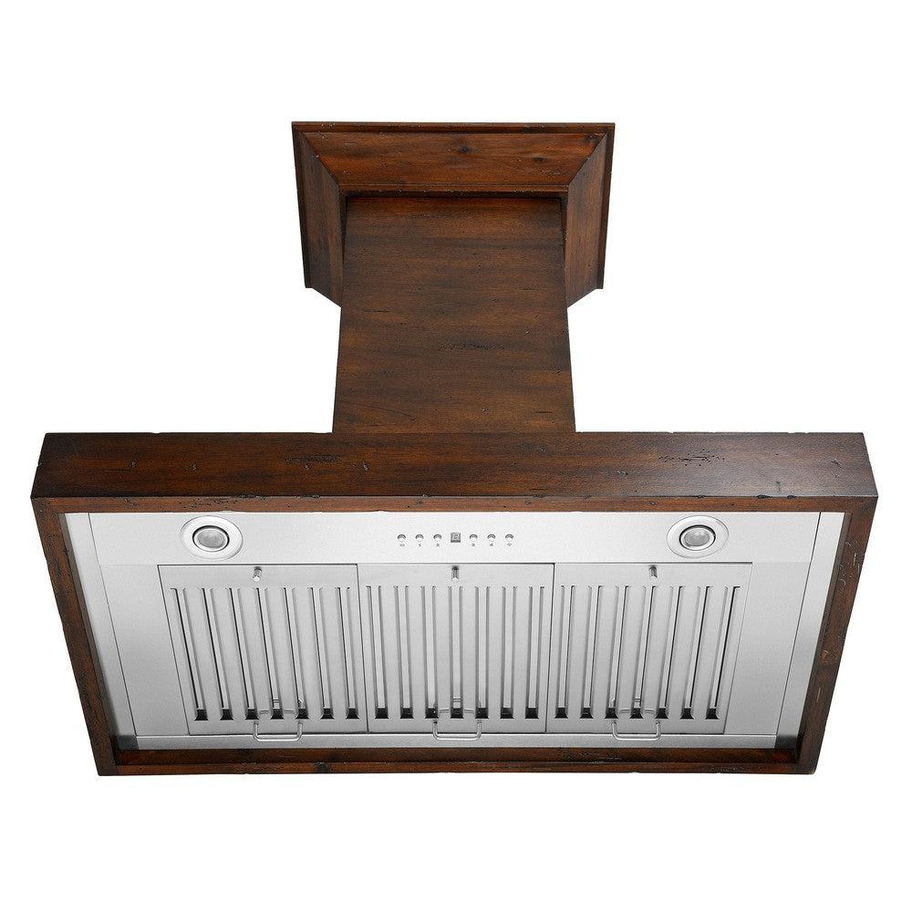 48 In. Convertible Vent Wooden Wall Mount Range Hood In Walnut KBRR48