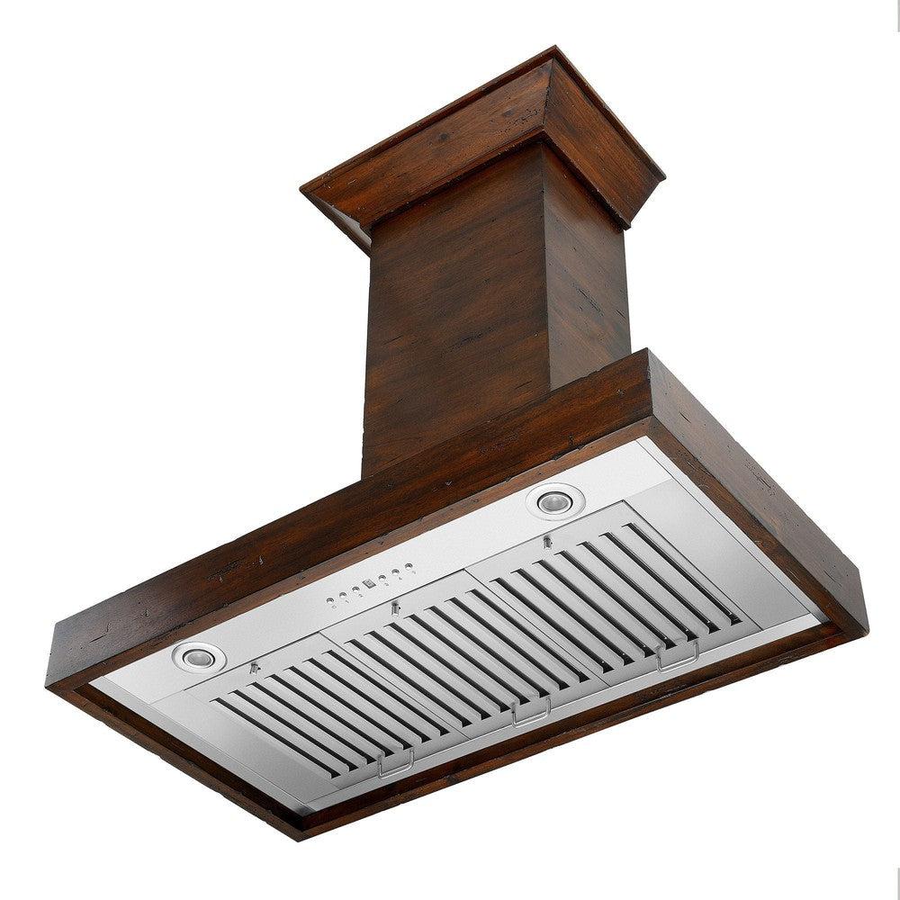 48 In. Convertible Vent Wooden Wall Mount Range Hood In Walnut KBRR48