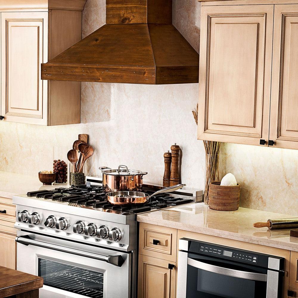 48 In. Convertible Vent Wooden Wall Mount Range Hood In Walnut KBRR48