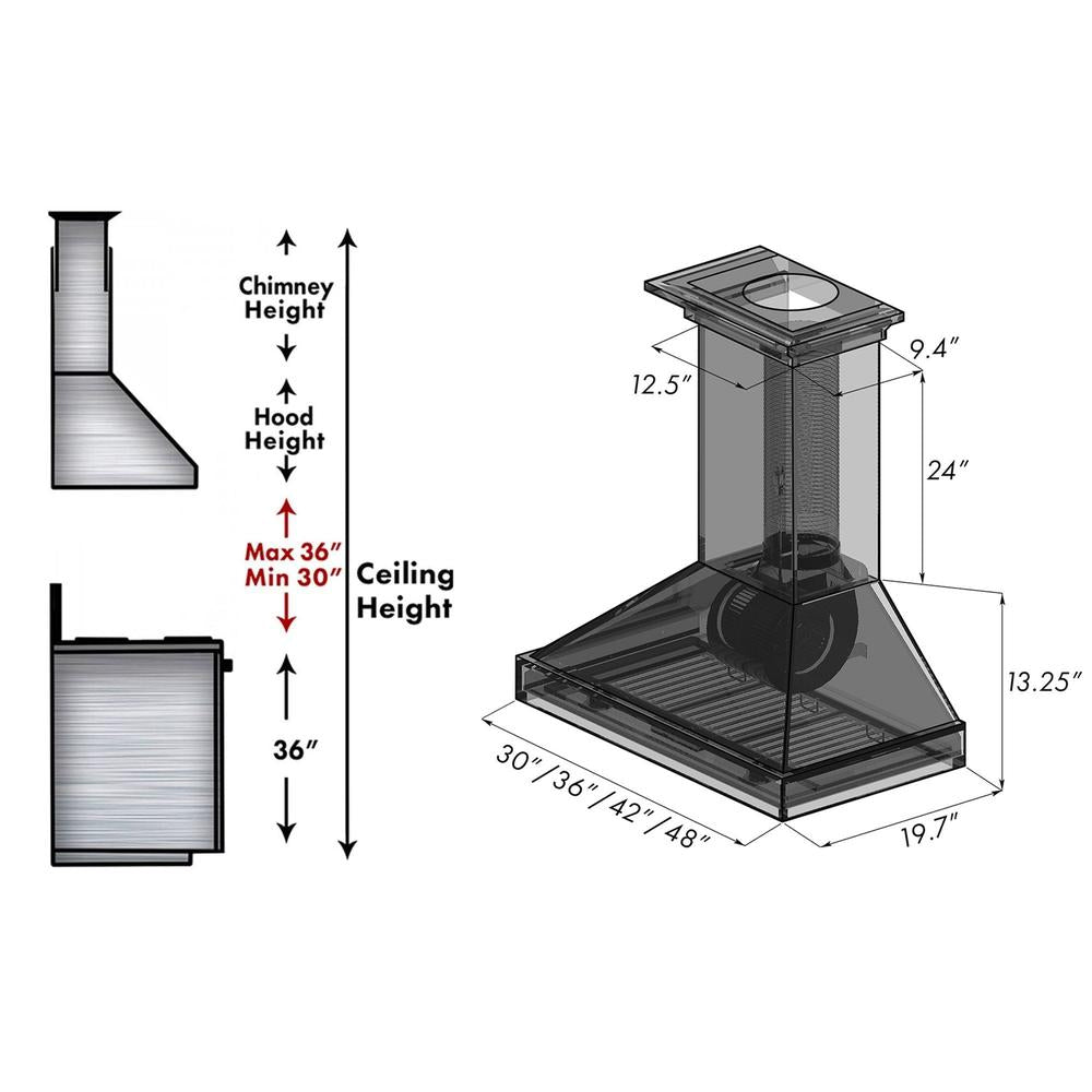 48 In. Convertible Vent Wooden Wall Mount Range Hood In Walnut KBRR48