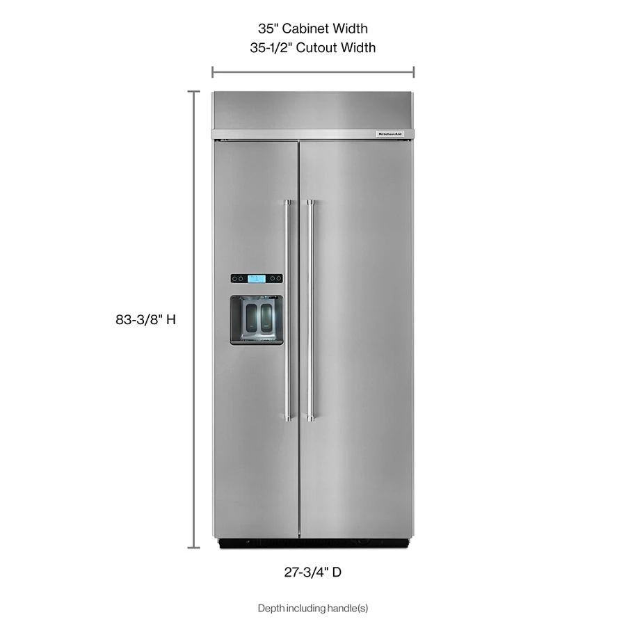 20.8 cu ft 36-Inch Width Built-In Side-by-Side Refrigerator with PrintShield Finish KBSD606ESS