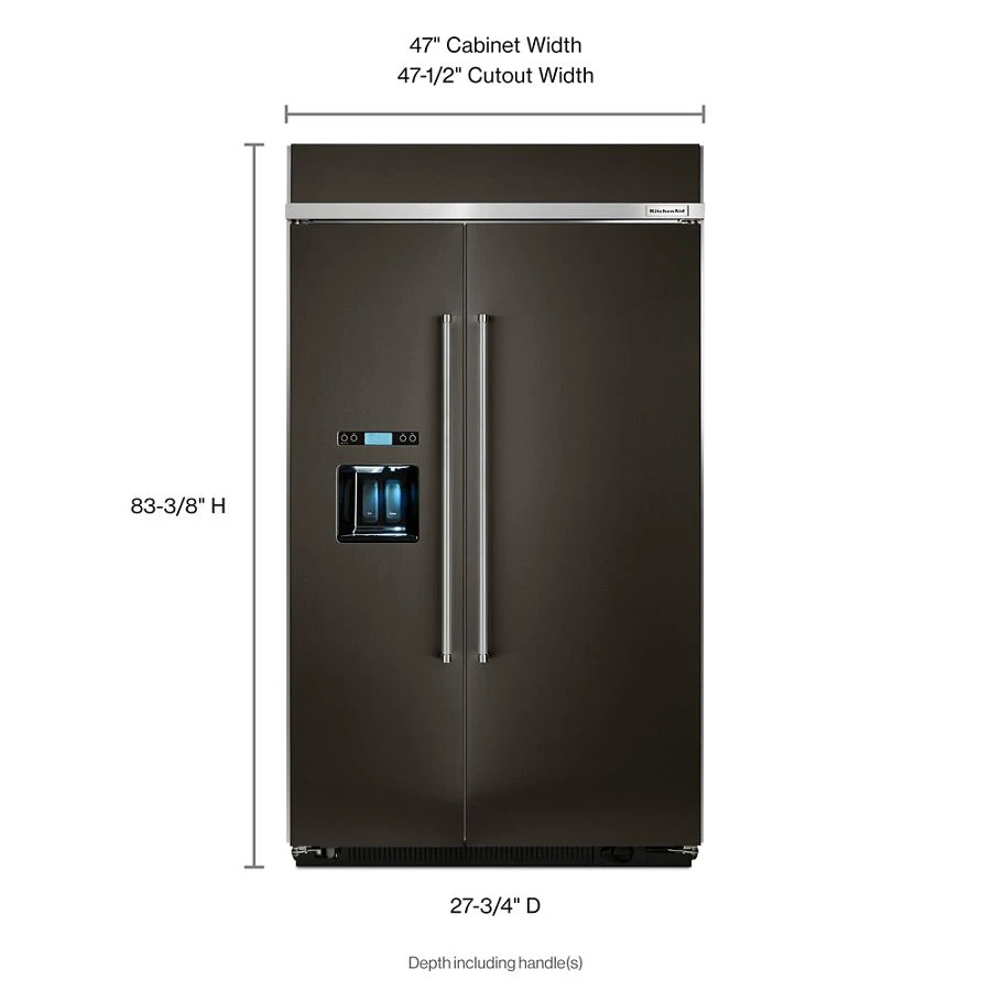 29.5 cu. ft 48-Inch Width Built-In Side by Side Refrigerator with PrintShield Finish KBSD608EBS