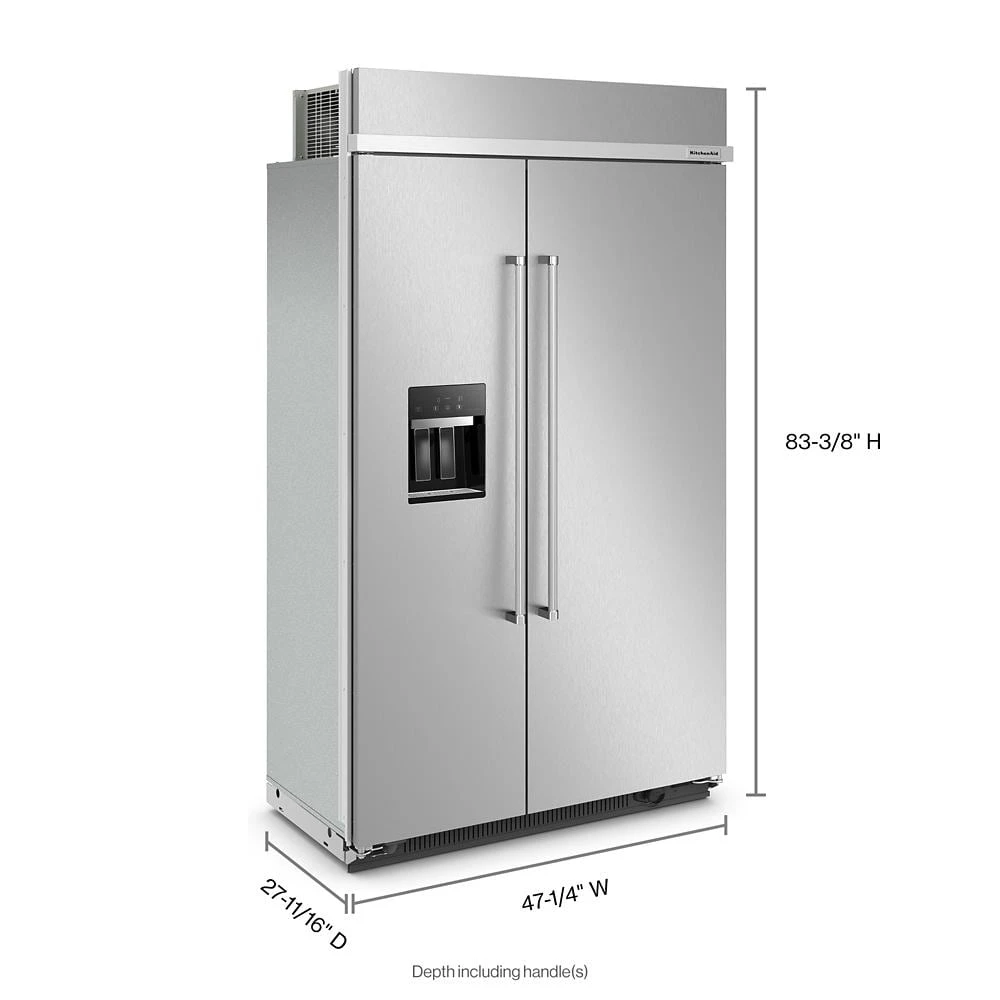 29.4 Cu. Ft. 48" Built-In Side-by-Side Refrigerator with Ice and Water Dispenser KBSD708MPS