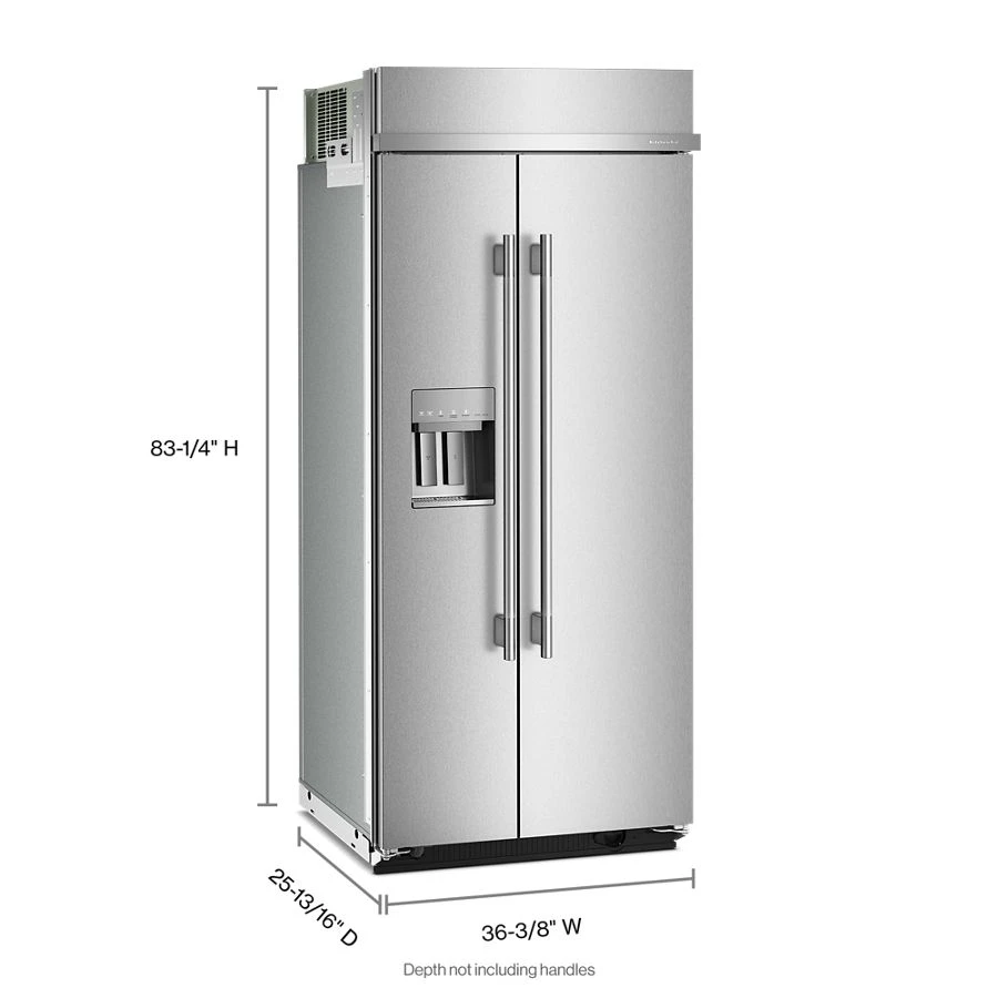 20.8 Cu. Ft. 36" Built-in Side-by-side Refrigerator Features Exterior Water And Ice Dispenser With Measured Fill KBSD736SPS