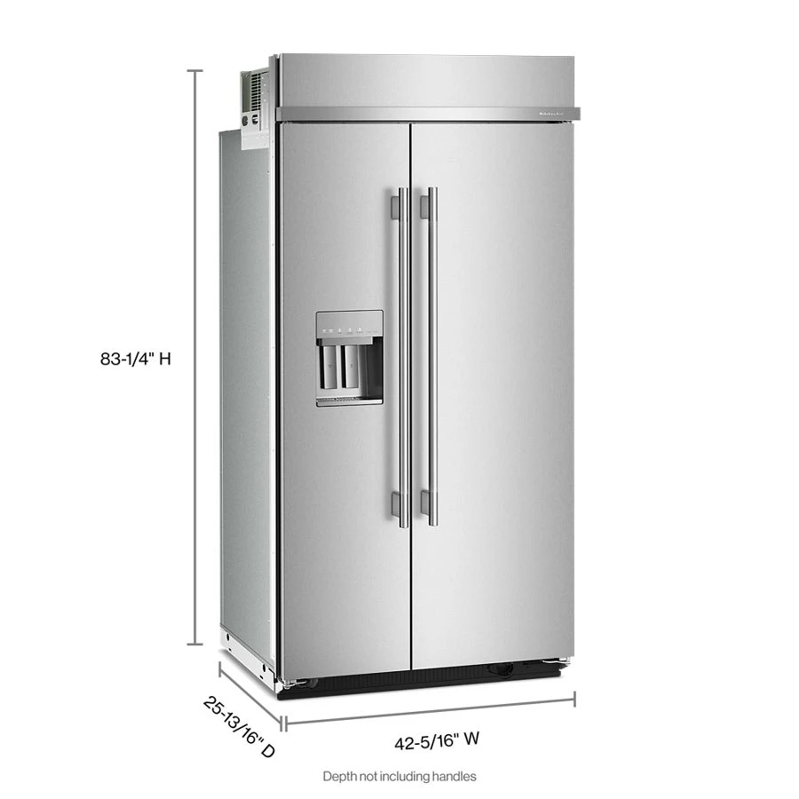25.1 Cu. Ft. 42" Built-In Side-by-Side Refrigerator features Exterior Water and Ice Dispenser with Measured Fill KBSD742SPS