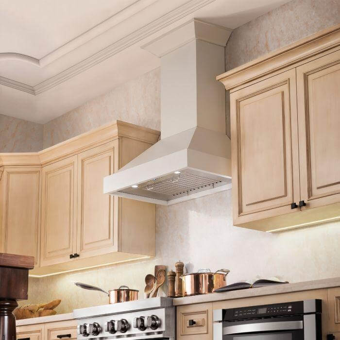 30" Ducted Wooden Wall Mount Range Hood in Cottage KBTT30