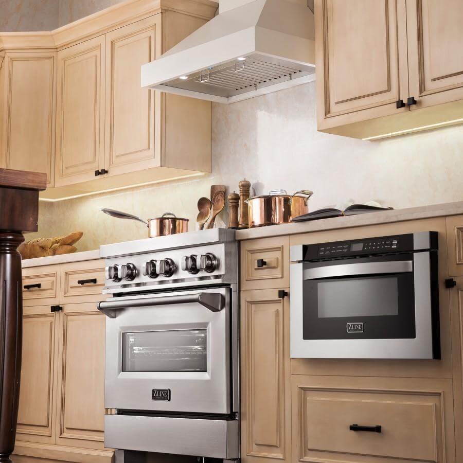 30" Ducted Wooden Wall Mount Range Hood in Cottage KBTT30