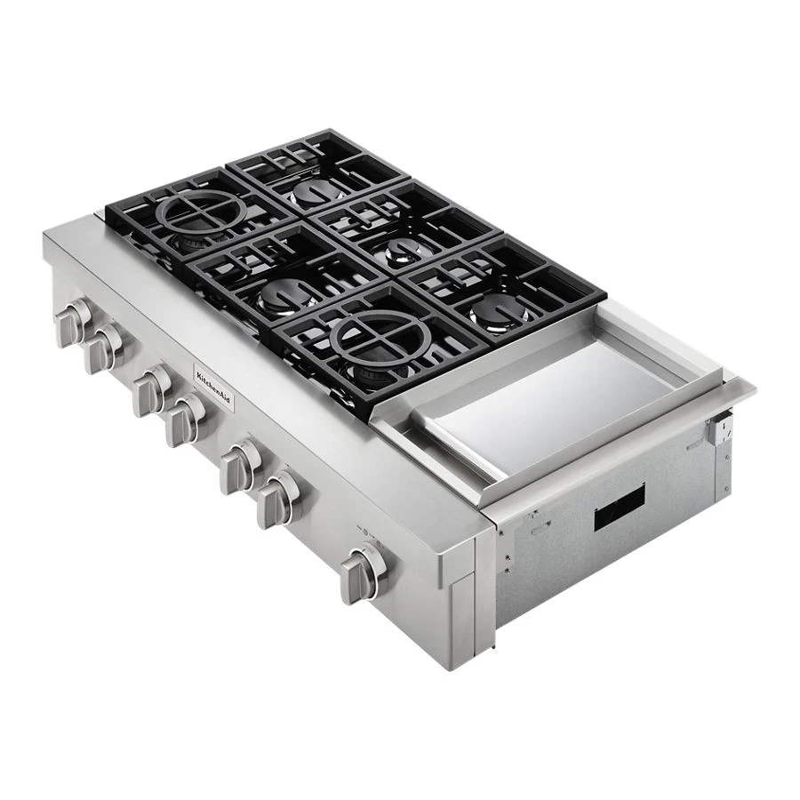 48'' 6-Burner Commercial-Style Gas Rangetop with Griddle KCGC558JSS