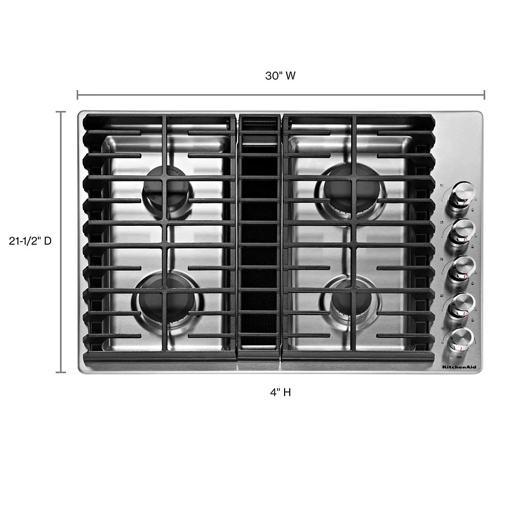 30" 4 Burner Gas Downdraft Cooktop KCGD500GSS
