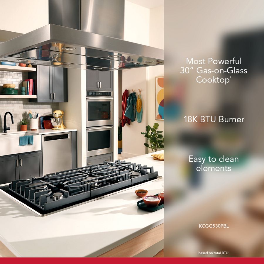30" Gas-on-Glass Cooktop KCGG530PBL