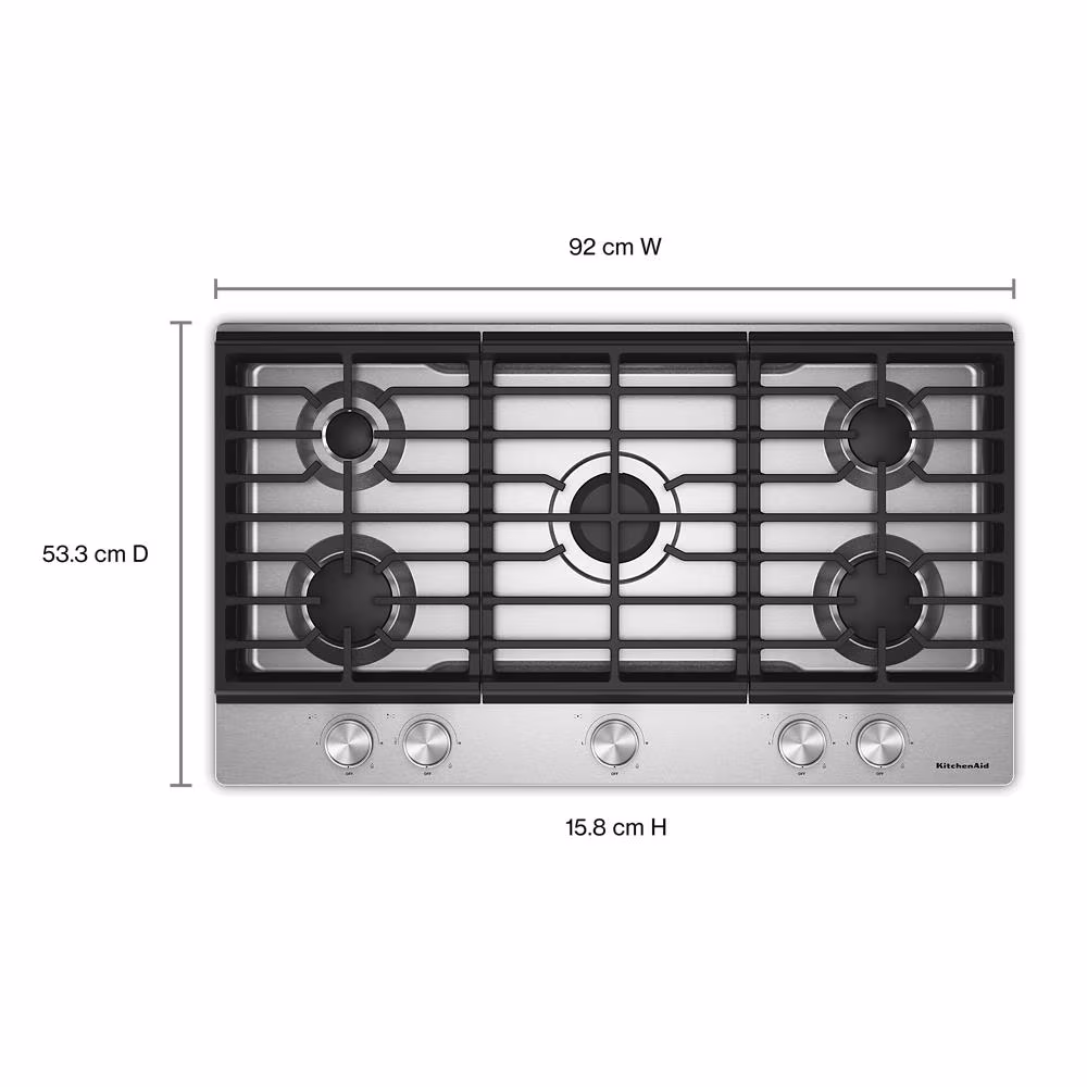 36 in. Gas Cooktop with 5 Versatile Burners KCGK336SSS
