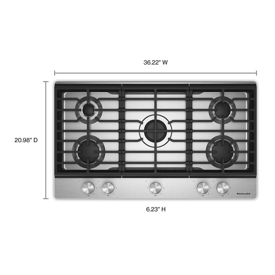 36 in. Gas Cooktop with 5 Versatile Burners KCGK336SSS