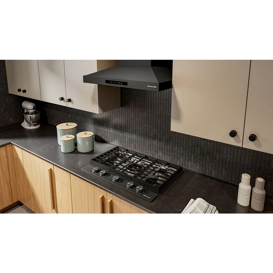30 in. Gas Cooktop with 5 Burners, Integrated Wok Grate and CookShield™ Finish KCGK530SBE