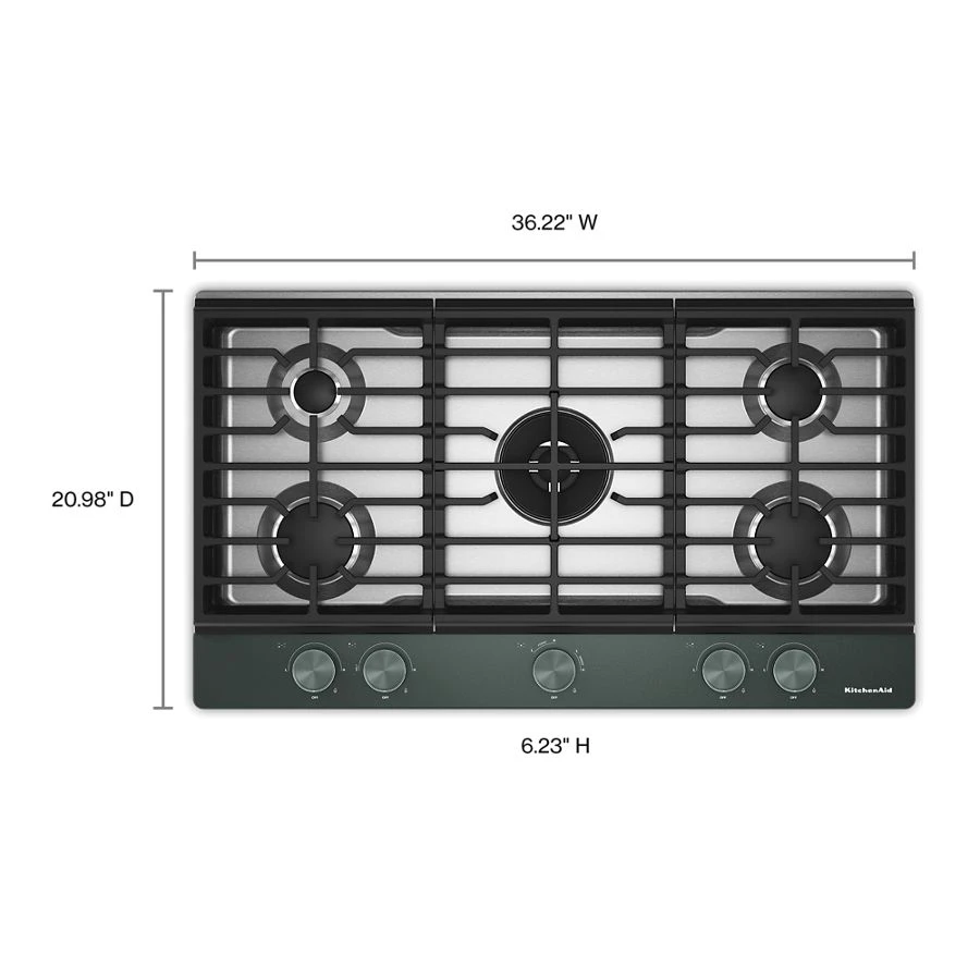 36 in. Gas Cooktop with 5 Burners, Integrated Wok Grate and CookShield™ Finish KCGK536SJP