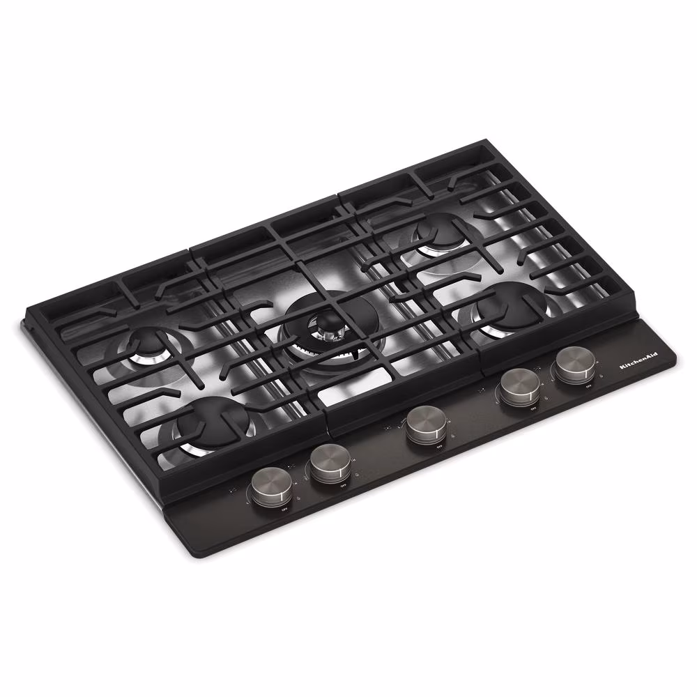 30 in. Gas Cooktop with 5 Burners, Integrated Wok Grate and CookShield™ Finish KCGK730SBE